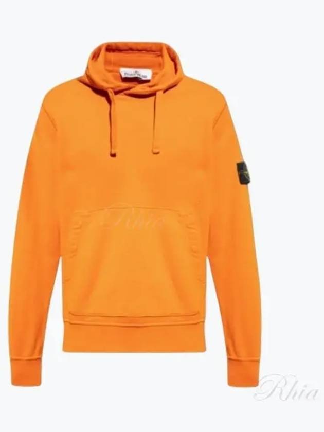 Logo Patch Drawstring Hoodie Orange - STONE ISLAND - BALAAN 2