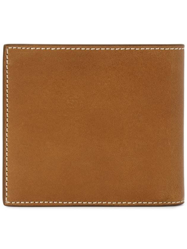 Vacchetta Leather Bill Fold Wallet Natural Brown - THOM BROWNE - BALAAN 3