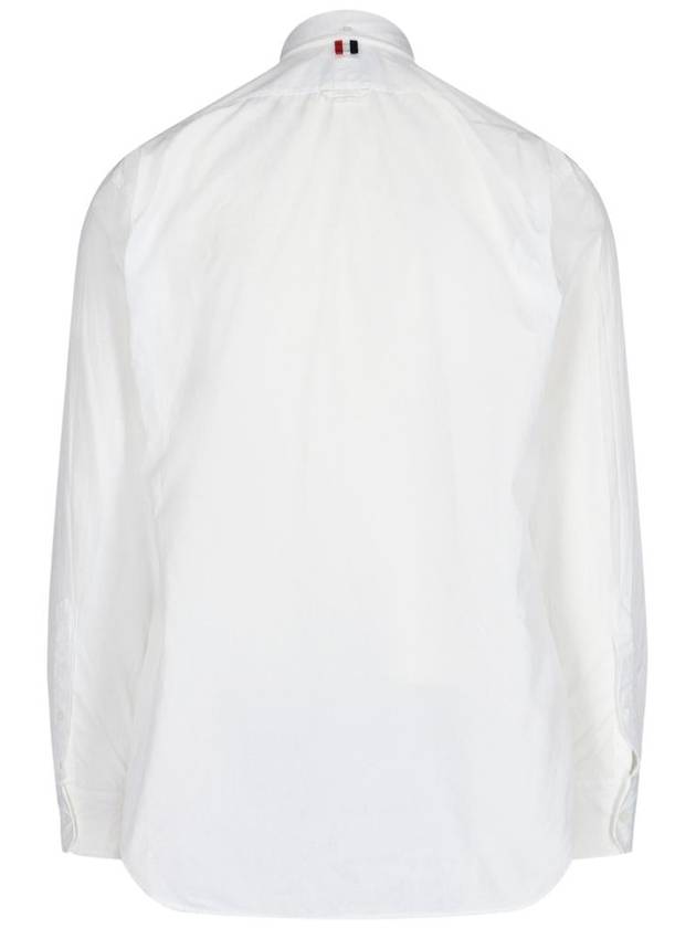 Men's Grosgrain Placket Solid Poplin Long Sleeve Shirt White - THOM BROWNE - BALAAN 4