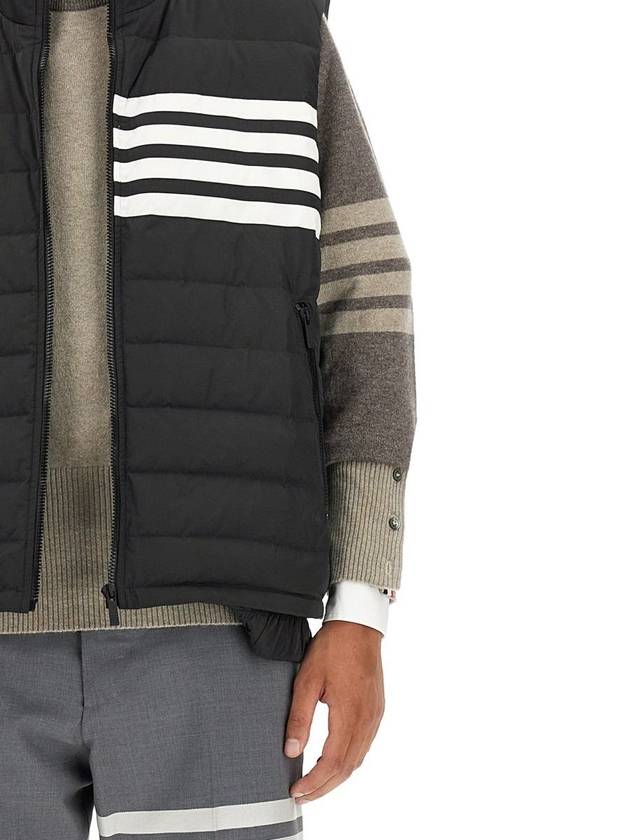 4 Bar Poly Twill Down Vest Charcoal - THOM BROWNE - BALAAN 5