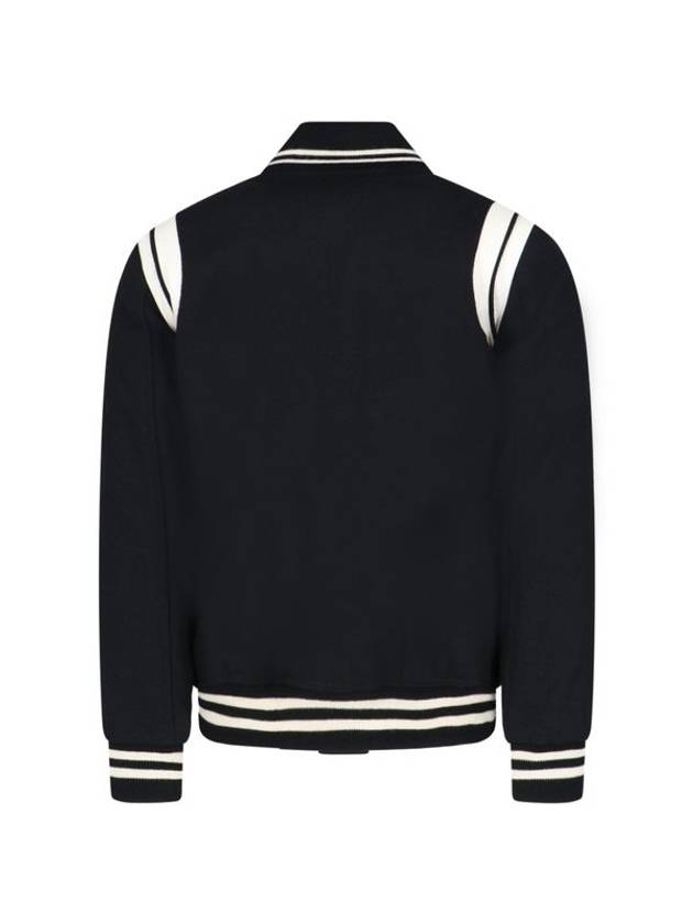 Teddy Bomber Jacket in Wool Black White - SAINT LAURENT - BALAAN 5