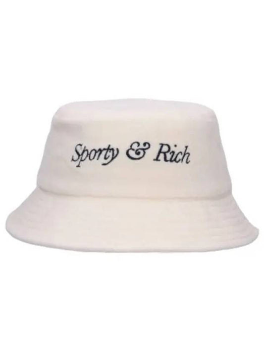 Italic Logo Embroidered Velor Bucket Hat Cream - SPORTY & RICH - BALAAN 1