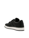 Downtown Triangle Logo Leather Low Top Sneakers Black - PRADA - BALAAN 3