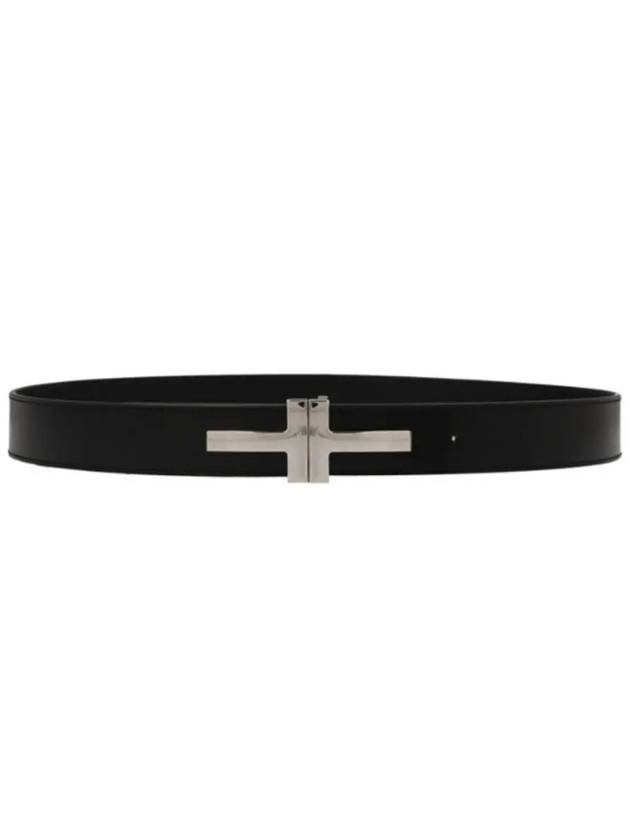 Logo Decorated Leather Belt Black - TOM FORD - BALAAN 2