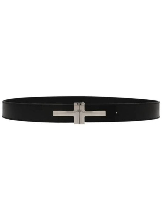 Logo Decorated Leather Belt Black - TOM FORD - BALAAN 2