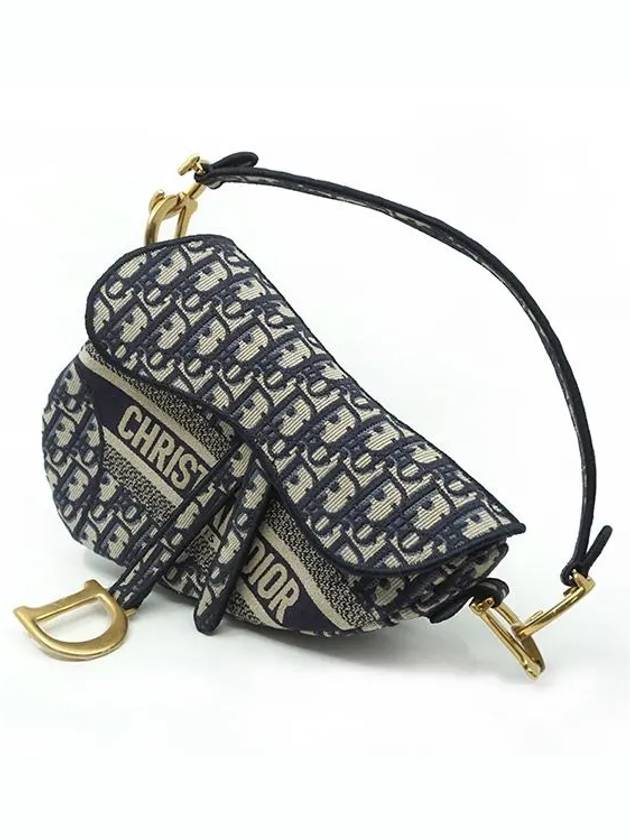 Saddle Oblique Jacquard Shoulder Bag Navy - DIOR - BALAAN 3