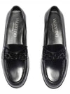 V Logo Chain Leather Loafers Black - VALENTINO - BALAAN 2