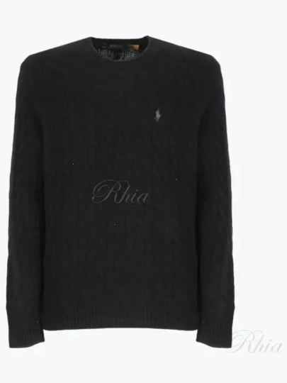 Embroid Logo Cable Knit Top Black - POLO RALPH LAUREN - BALAAN 2