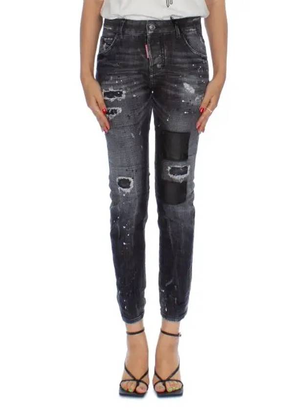 Cool Girl Crop Paint Splatter Jeans Black - DSQUARED2 - BALAAN 4