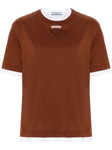 Prada Layered Cotton T-Shirt - PRADA - BALAAN 1