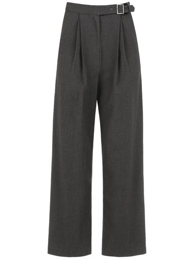 Double Tuck Wide Belt Slacks CHARCOAL - ILROZE - BALAAN 1