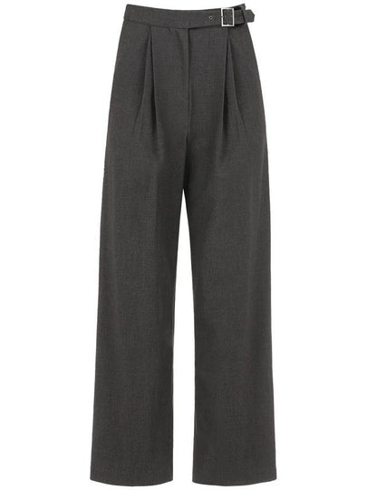 Double Tuck Wide Belt Slacks Charcoal - ILROZE - BALAAN 2