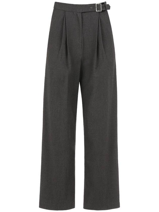 Double Tuck Wide Belt Slacks CHARCOAL - ILROZE - BALAAN 1