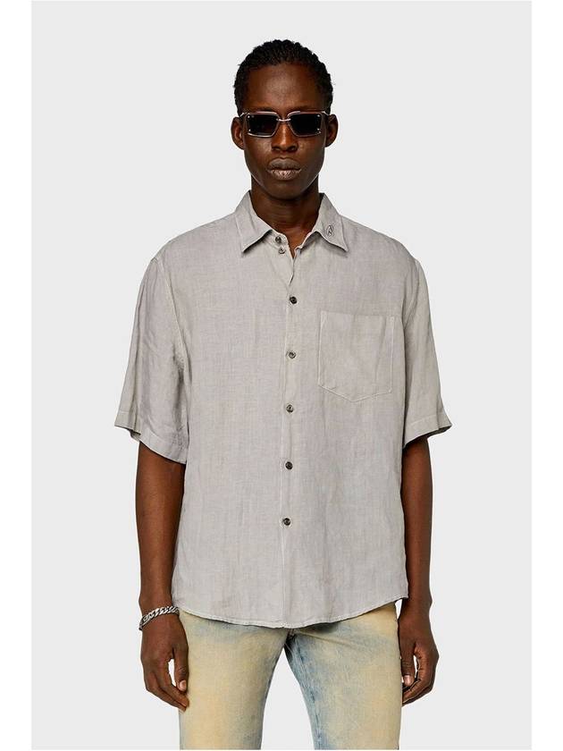 Linen Short Sleeve Shirt A128540LIAL - DIESEL - BALAAN 4