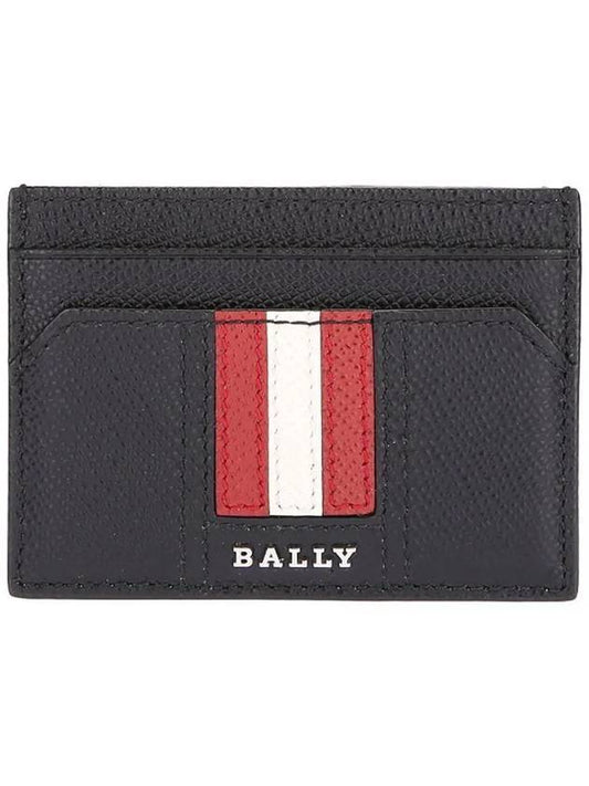 Tar Embossed Leather Card Wallet Black - BALLY - BALAAN.