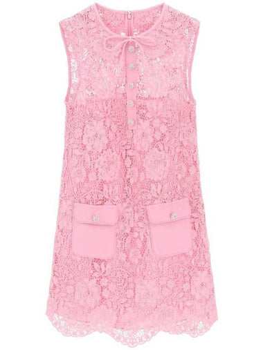 Women's Cord Lace Mini Dress Pink - SELF PORTRAIT - BALAAN 1