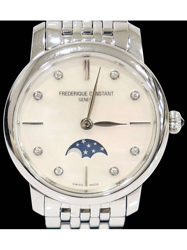 FC 206MPWD1S6B 30MM Steel Quartz 8P Diamond Classic Slimline Moon Phase Women s Watch - FREDERIQUE CONSTANT - BALAAN 1