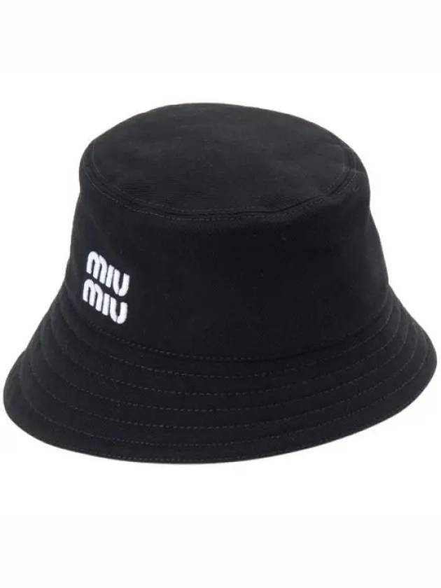 Embroidered Logo Fabric Bucket Hat Black - MIU MIU - BALAAN 2