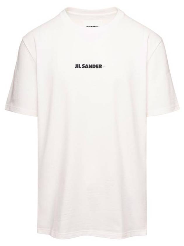 Logo Print Crew Neck Short Sleeve T-shirt Porcelain - JIL SANDER - BALAAN 2