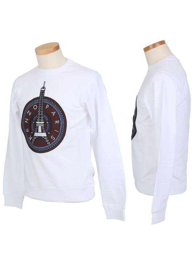 Men's Watch Eiffel Tower Print Cotton Sweatshirt White - KENZO - BALAAN 3