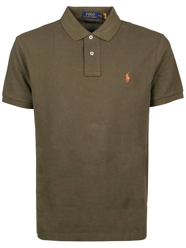 Men's Orange Embroidery Logo Short Sleeve PK Shirt Brown - POLO RALPH LAUREN - BALAAN 1