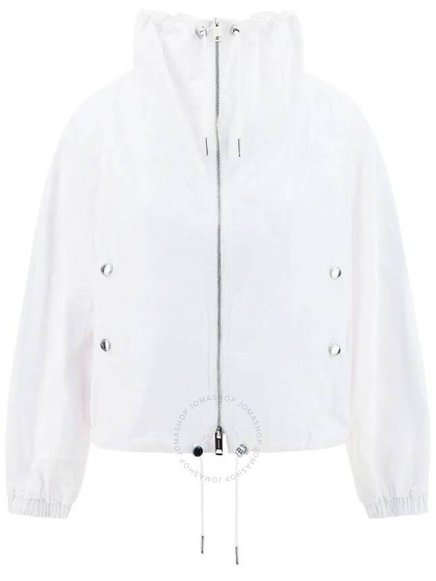 Logo Print Oversized Zip-Up Jacket White - BURBERRY - BALAAN 2