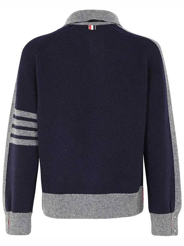 4-Bar Wool Polo Knit Top Navy Grey - THOM BROWNE - BALAAN 4