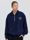 V Heavy Half Zip Up Sweat Logo Sweatshirt Navy - DE GRAND MATIN - BALAAN 2