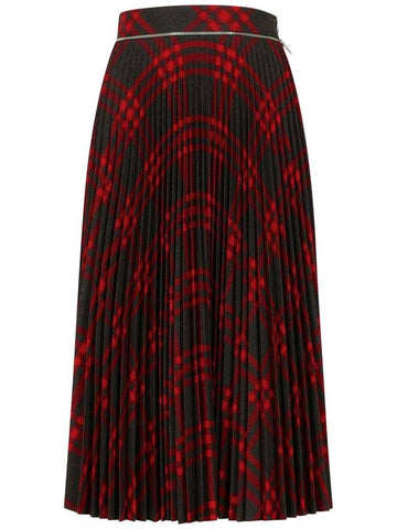 Burberry 'Check' Long Wool Blend Skirt - BURBERRY - BALAAN 1