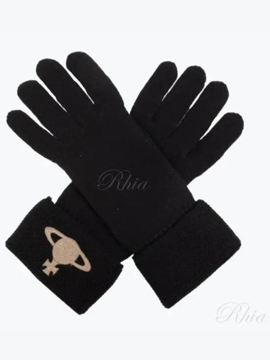 Logo Knit Gloves Black - VIVIENNE WESTWOOD - BALAAN 2