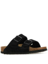 Arizona Suede Leather Slippers Black - BIRKENSTOCK - BALAAN 3