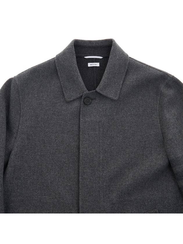 Men's Double Face Melton 4 Bar Collar Single Coat Medium Gray - THOM BROWNE - BALAAN.