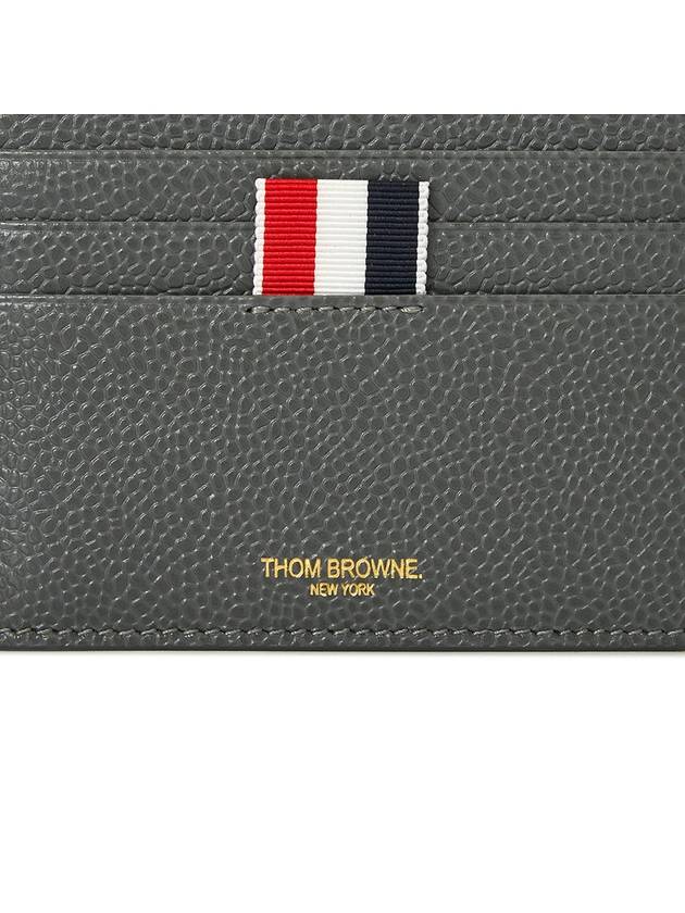 Pebble Grain Leather Stripe Note Compartment Card Wallet Dark Grey - THOM BROWNE - BALAAN 6