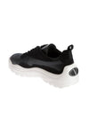 Men's Two-Tone Leather Suede Banshee Gumboy Low Top Sneakers Black - VALENTINO - BALAAN 3