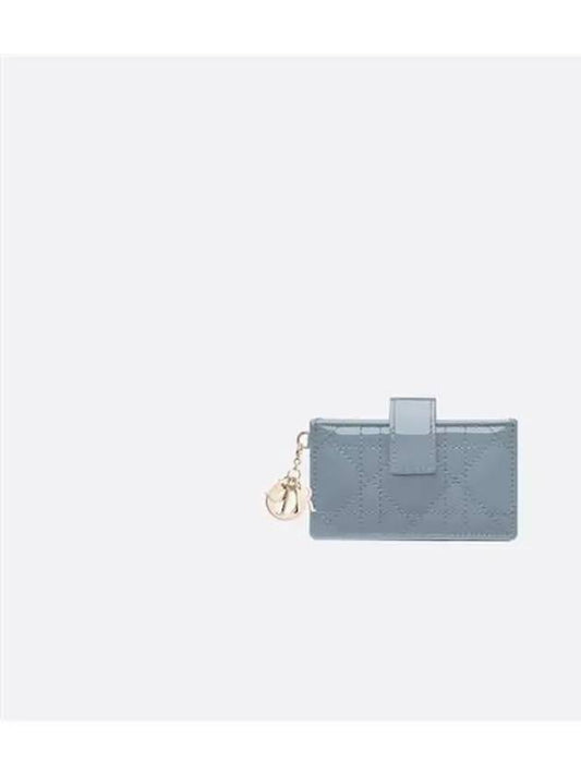 Lady 5-Gusset Patent Cannage Calfskin Card Wallet Sky Blue - DIOR - BALAAN 2