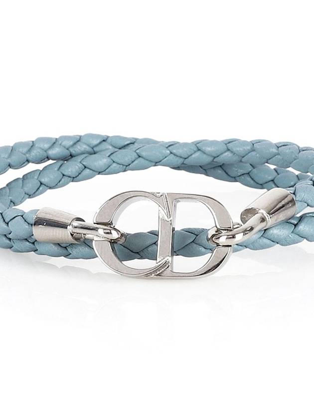 CD Icon Braided Leather Bracelet Blue - DIOR - BALAAN 3