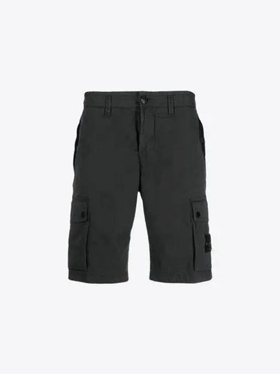 Men's Wappen Patch Cotton Cargo Shorts Charcoal - STONE ISLAND - BALAAN 2