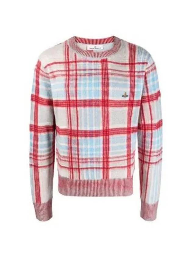 ORB Check Pattern Brushed Cotton Crew Neck Sweatshirt Multi Men's Knit 197089 - VIVIENNE WESTWOOD - BALAAN 1