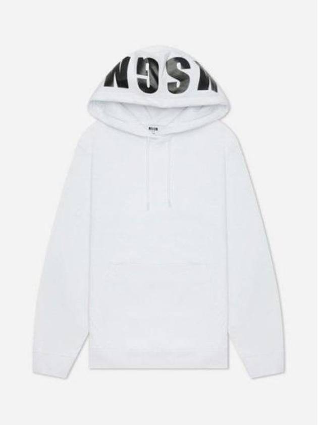 Maxi Logo Print Overfit Cotton Hoodie White - MSGM - BALAAN 2