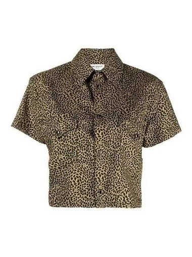 T Shirt Women Animal Print Crop Khaki - SAINT LAURENT - BALAAN 1