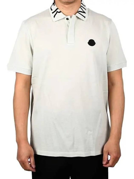 Men's Logo Collar PK Shirt White - MONCLER - BALAAN.