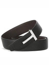 Sliver Soft Grain Leather T Icon Belt Brown Black - TOM FORD - BALAAN 2