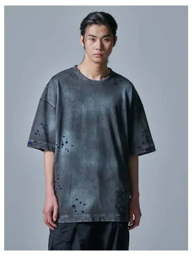 Damaged vintage stitch spray dyeing short sleeve black domestic product GM0024072407804 - JUUN.J - BALAAN 1