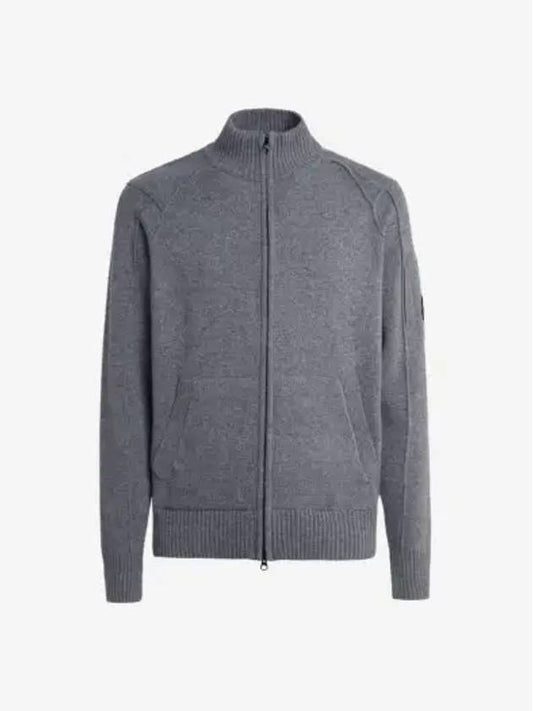 Lens Wappen Lambswool Zip-Up Cardigan Grey - CP COMPANY - BALAAN 2