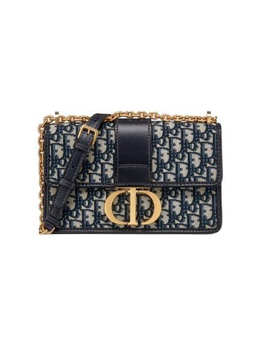 30 Montaigne Oblique Jacquard Chain Shoulder Bag Blue - DIOR - BALAAN 1