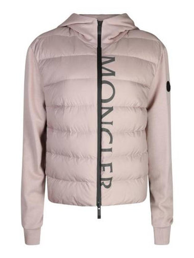 Padded Cotton Zip-Up Hoodie Light Pink - MONCLER - BALAAN 1