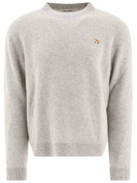 Baby Fox Patch Regular Knit Top Light Grey Melange - MAISON KITSUNE - BALAAN 2