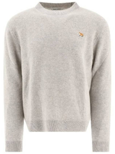 Baby Fox Patch Regular Knit Top Light Grey Melange - MAISON KITSUNE - BALAAN 2