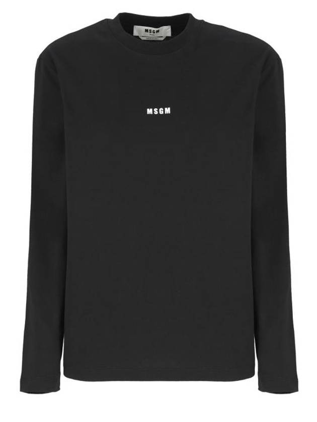 Micro Logo Print Long Sleeve T-Shirt Black - MSGM - BALAAN 2