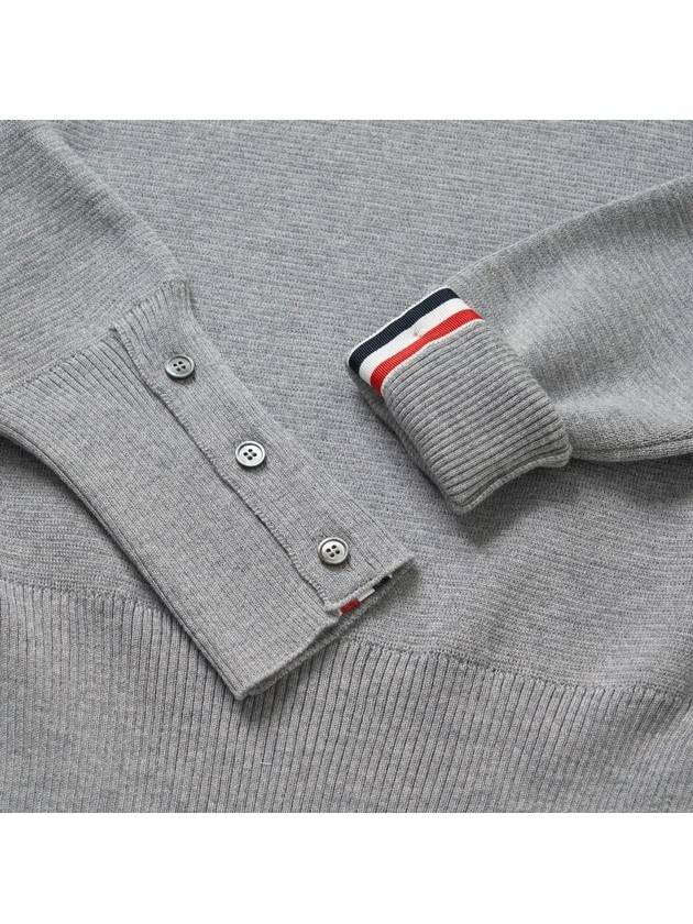 4-Bar Milano Stitch Crew Neck Knit Top Light Grey - THOM BROWNE - BALAAN 4